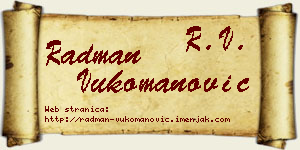 Radman Vukomanović vizit kartica